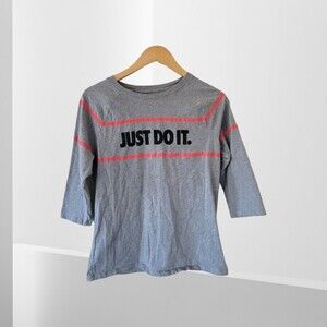 NIKE T-Shirt 3/4 Sleeve JUST DO IT‎ Gray LARGE